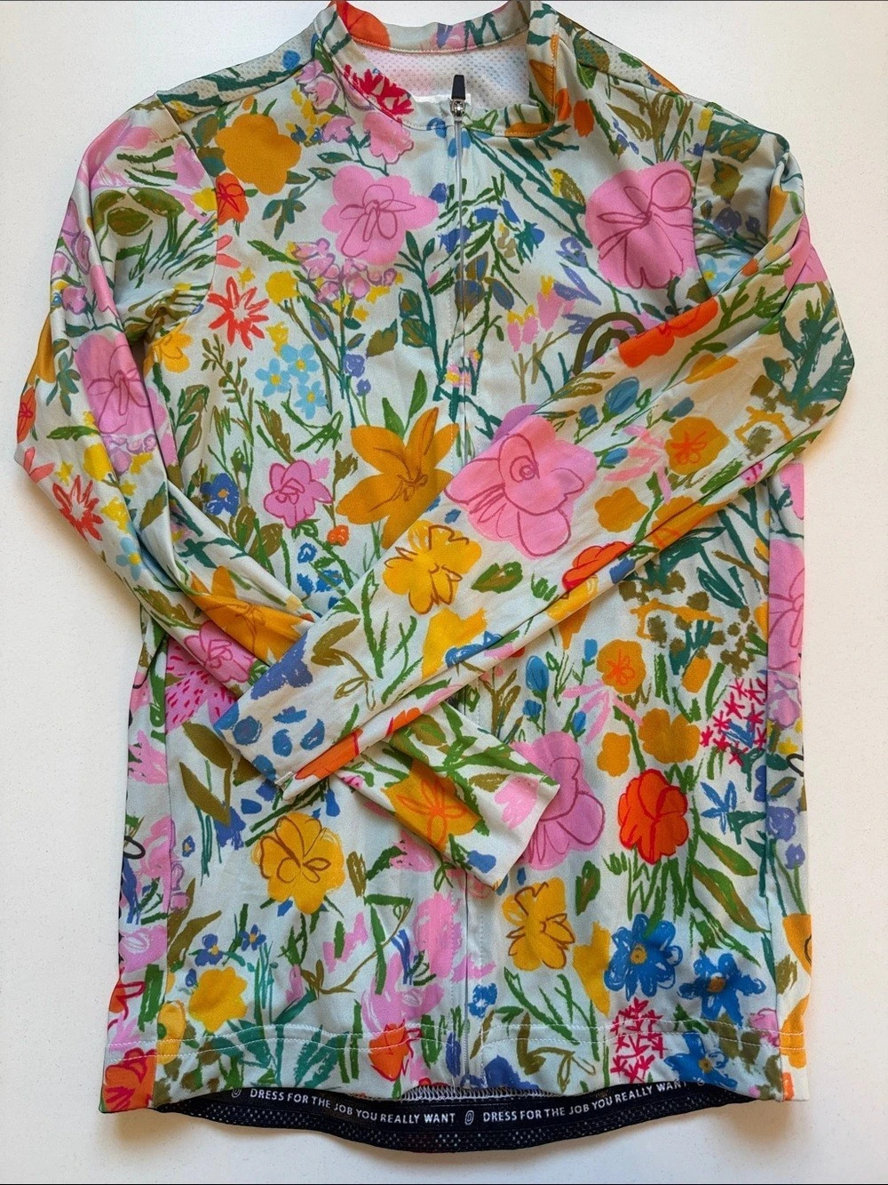 Ostroy Floral Long Sleeve Jersey White & Pink Size XXS Like New
